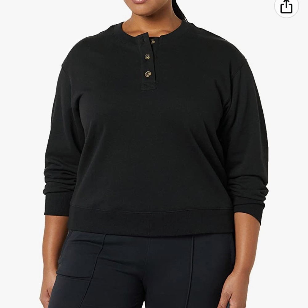 Amazon essentials Women’s pkus size Henley fleece sweatshirt . NWT